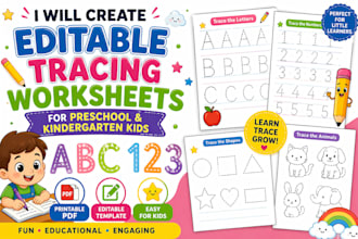 create editable tracing worksheets for preschool kids