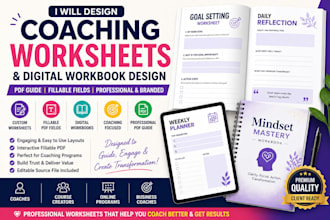 create coaching worksheets and digital workbook design PDF guide fillable fields