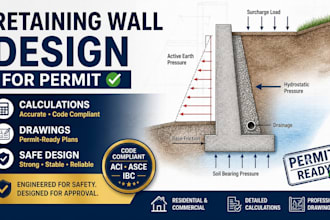 design permit ready retaining wall structural calculations and drawings