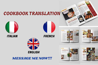 professionally translate your cookbook from italian to english and french