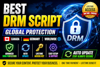 provide best worldwide drm script, canada, german, auto update key for lifetime