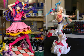 3d print and paint action figure, miniature, anime statues, tabletop resin print