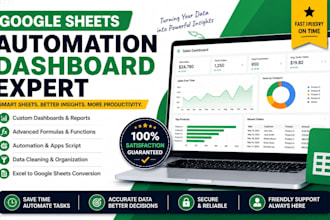 build google sheet, data dashboard, excel automation, spreadsheet expert