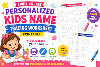 create personalized kids name tracing worksheet printable