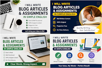 write clear blog articles and assignments in simple english