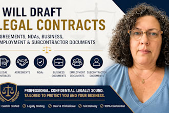 draft legal contracts, agreements, ndas, business, employment and subcontractor