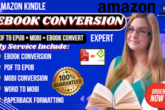 convert your book from PDF, word to epub, mobi, ebook urgently