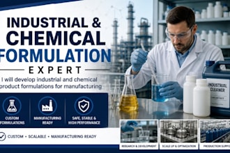 develop industrial and chemical product formulations for manufacturing