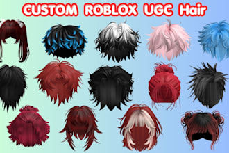 create custom roblox ugc hair, fluffy, anime, aesthetic styles for your avatar