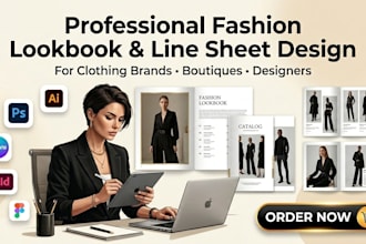 design a modern fashion lookbook, line sheet and apparel catalog for brands