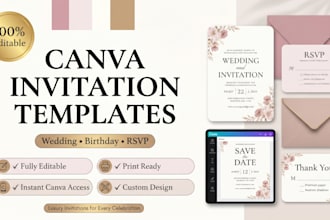 editable canva wedding and birthday invitation templates