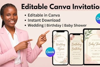 design canva editable templates for birthday invite wedding rsvp invitation card