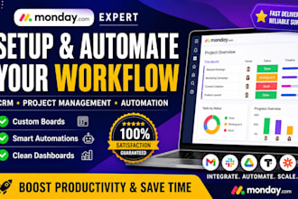set up monday com workspace, CRM, and workflow automation