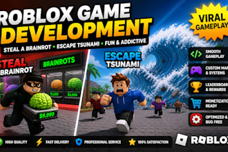 create roblox game development, steal a brainrot, escape tsunami for brainrot