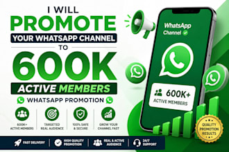 promote your whatsapp channel to 600k active members whatsapp promotion