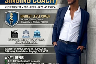 be an online singing coach for music theatre, pop, rock, jazz or classical voice