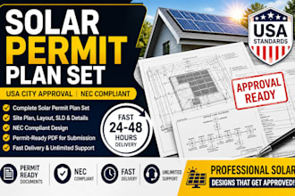 create USA solar permit plan set for city approval nec compliant