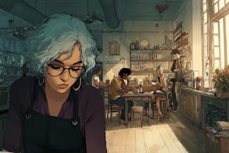 draw a comic book page illustration or webtoon episodes