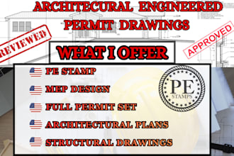complete architectural and structural engineer plans, mep, pe stamp ne id wv hi