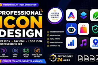 do professional icon design app icon favicon app logo modern custom icons set