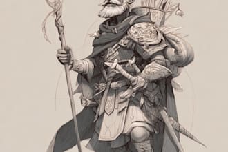 draw dnd character design and illustration