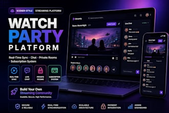 build a watch party streaming website with real time sync chat and subscription