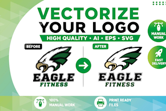 manually vectorize your logo into high quality ai, eps, svg