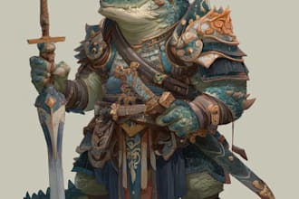 draw fantasy character or monster design for dnd illustration and video games