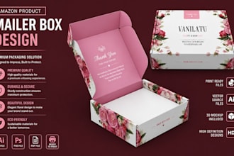 amazon packaging box design product label pouch mailer box 3d mockup ecommerce