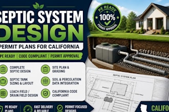 design septic system permit drawings for  california pe ready approval