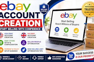open verified UK US ebay seller account, ebay account creation ebay listing