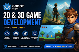 develop 2d and 3d game in godot engine using gdscript godot game