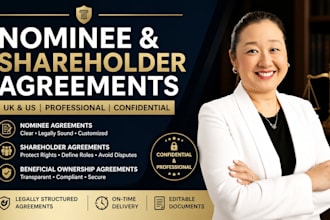draft nominee, shareholder and beneficial ownership agreements for UK and US