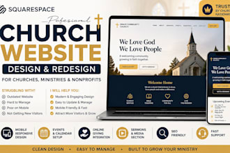 design and redesign squarespace church website for christian ministry and pastor