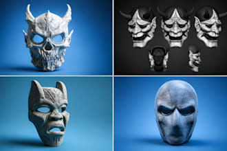 design a custom 3d mask model for cosplay, 3d printing and stl file
