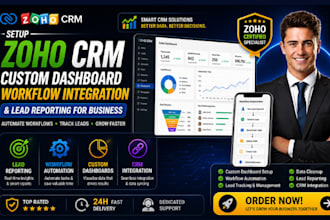 setup zoho CRM custom dashboard workflow integration lead reporting for business