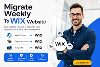 migrate weebly to wix website, squarespace to wix, wordpress to wix redsign wix