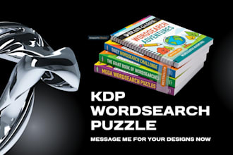 design word search puzzle book interior and cover for KDP