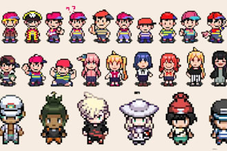 do pixel art sprite sheet game assets character animation 2d pixel 8x8 game art