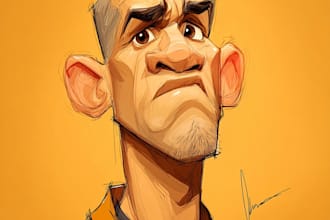 draw funny caricature portrait and cartoon