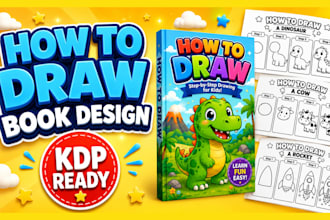 design step by step how to draw a book for KDP