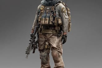 create realistic military, war, or sci fi illustrations