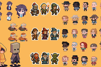 create pixel art sprite sheet game asset 2d character animation for indie game