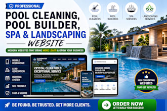 design a modern pool cleaning, pool builder, med spa and landscaping website