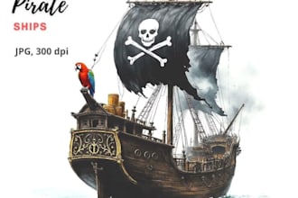 create vintage pirate ship logo