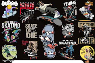 design unique t shirt skull skateboard logo