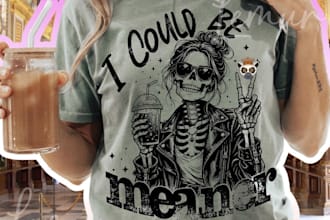 design amazing snarky sarcastic skeleton and coffee shop logo