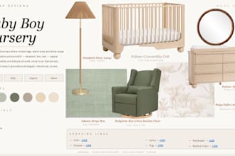 create a professional interior mood board with curated shopping links