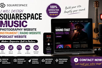 create squarespace website for music, photography, radio, podcast and instrument