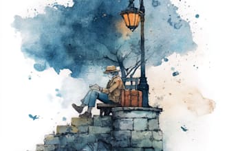 hand paint a stylised watercolor illustration